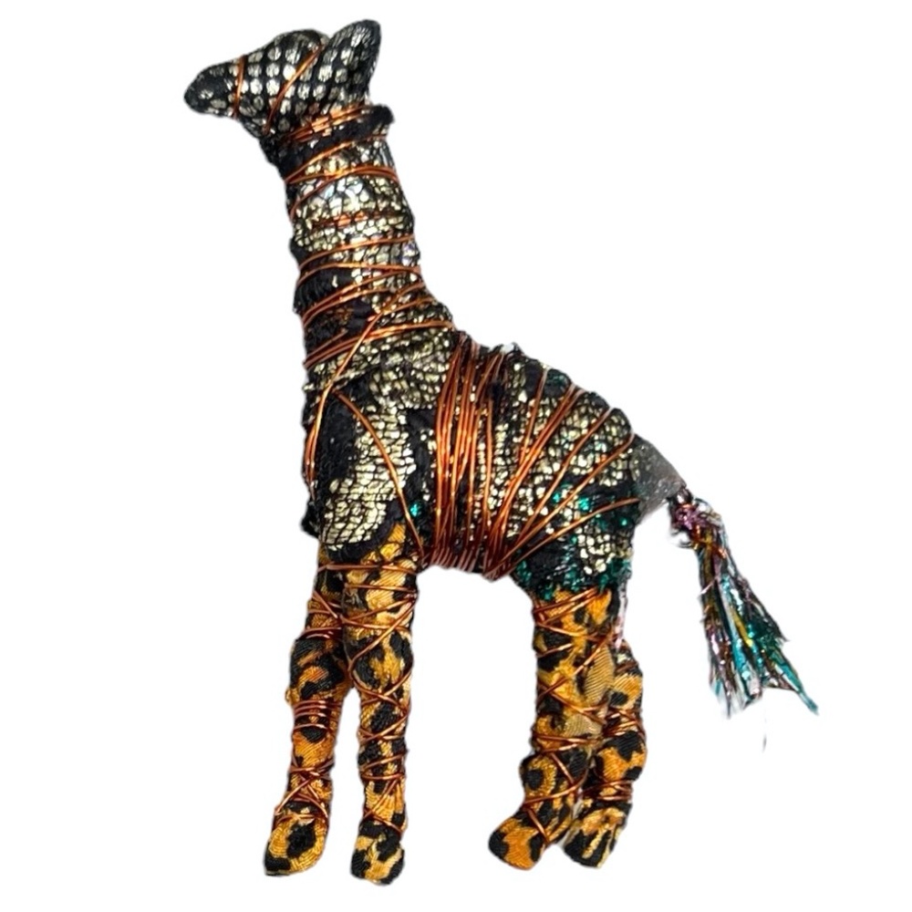 VINTAGE MIXED MEDIA COLORFUL GIRAFFE BROOCH